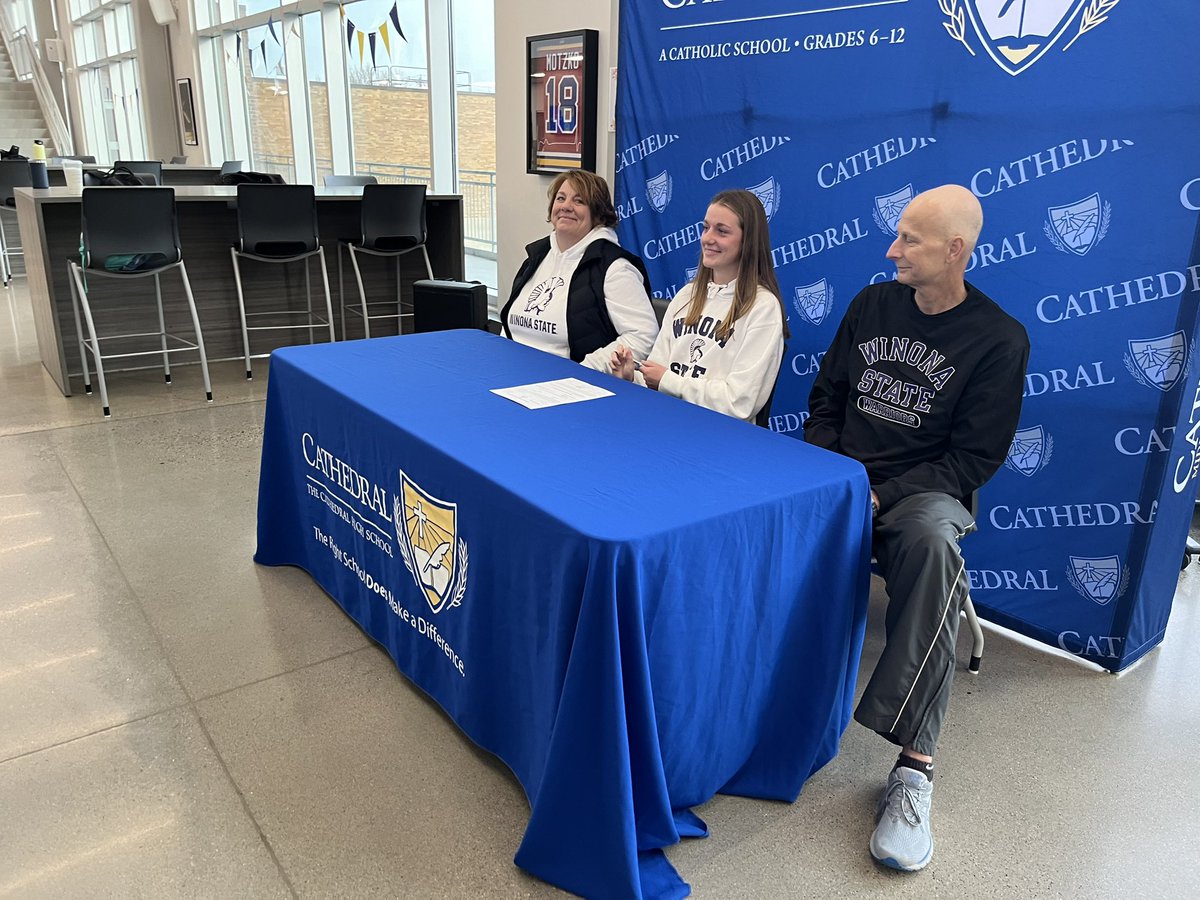 St. Cloud Cathedral cross-country standout Ella Voit is headed to run at Winona State starting next fall. She will also run track and field for the Warriors despite never having gone out for the sport. Voit will play basketball and softball to finish out her senior year.