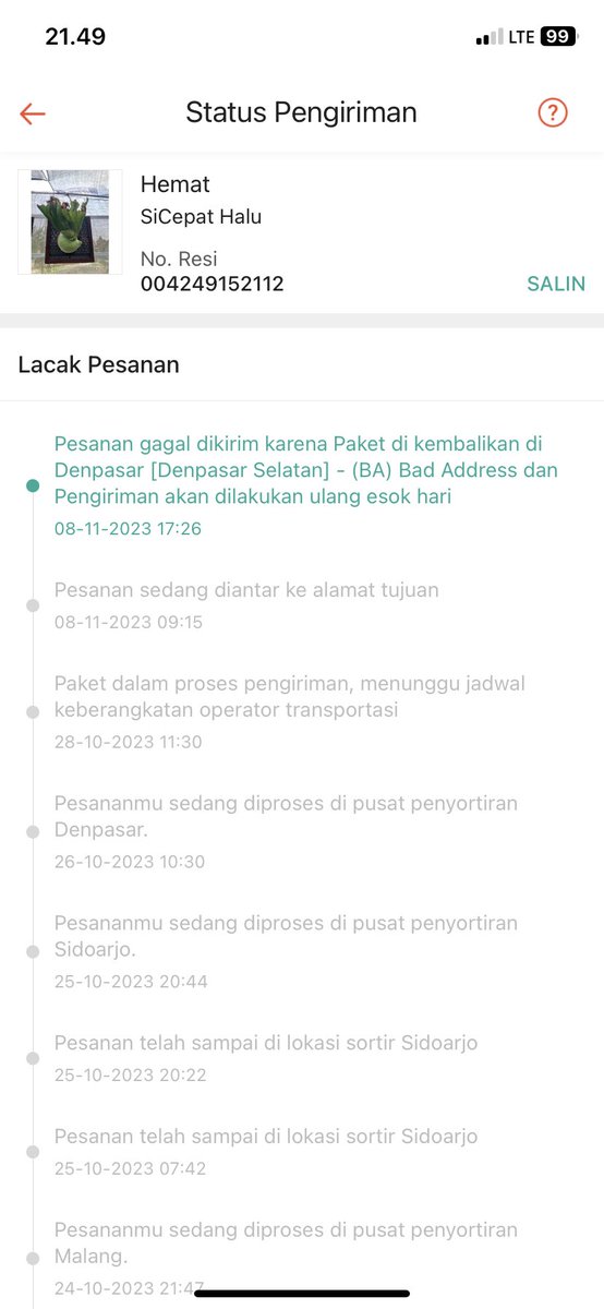 HamimJunaedi's tweet photo. @ShopeeID @ShopeeCare @sicepat_ekspres sudah dr tgl 23/09/2023 smp sekarang belum diterima, sudah jauh banget dr estimasi, isi paket tanaman. sudah dipastikan rusak, yg bertanggungjawab atas kerusakan ini siapa?
kata @sicepat_ekspres diantar hari ini ternyata belum diantar juga, https://t.co/H49z93vkW9