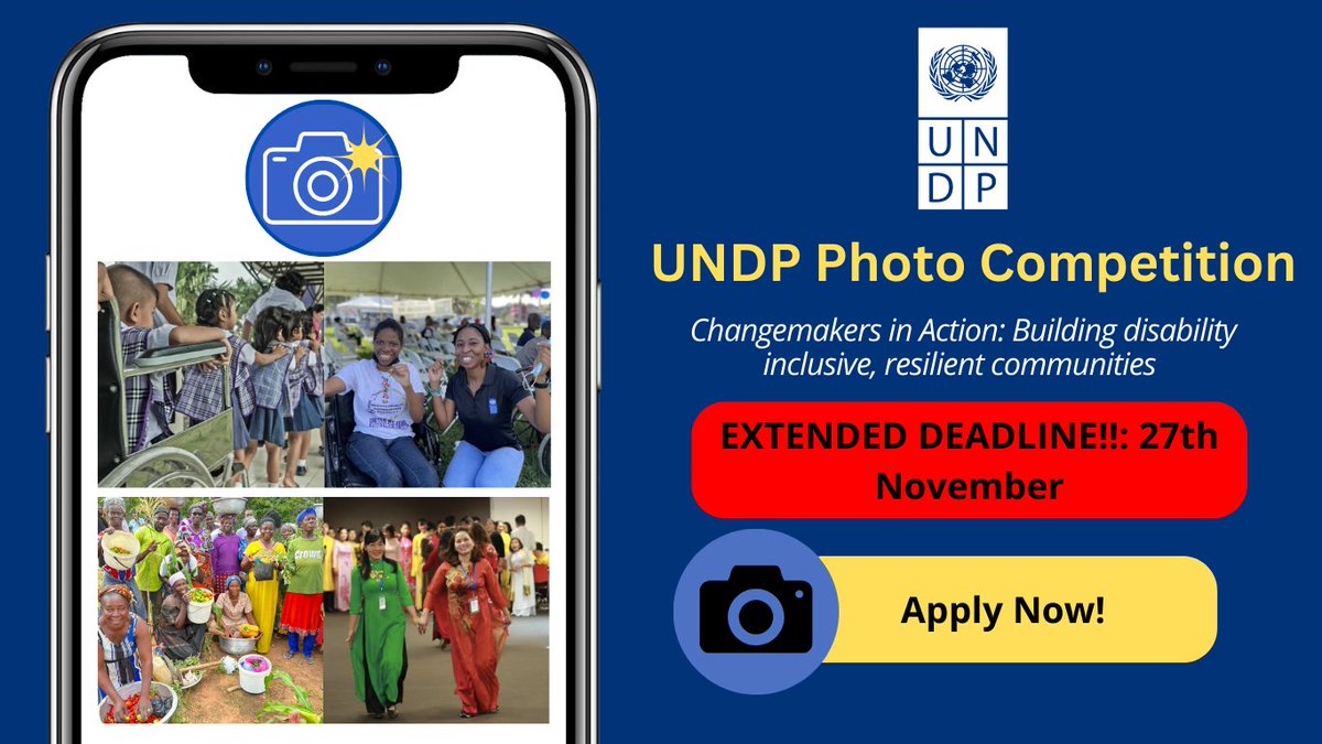 📣‼️DEADLINE EXTENSION #UNDPPhotoCompetition
📸27 November 2023
🙋‍♂️🙋‍♀️Submit your photos to be a potential feature on our digital exhibition in Geneva to celebrate International Day for Persons with Disabilities in December. Find our more below ⤵️
undp.org/geneva/news/ca…