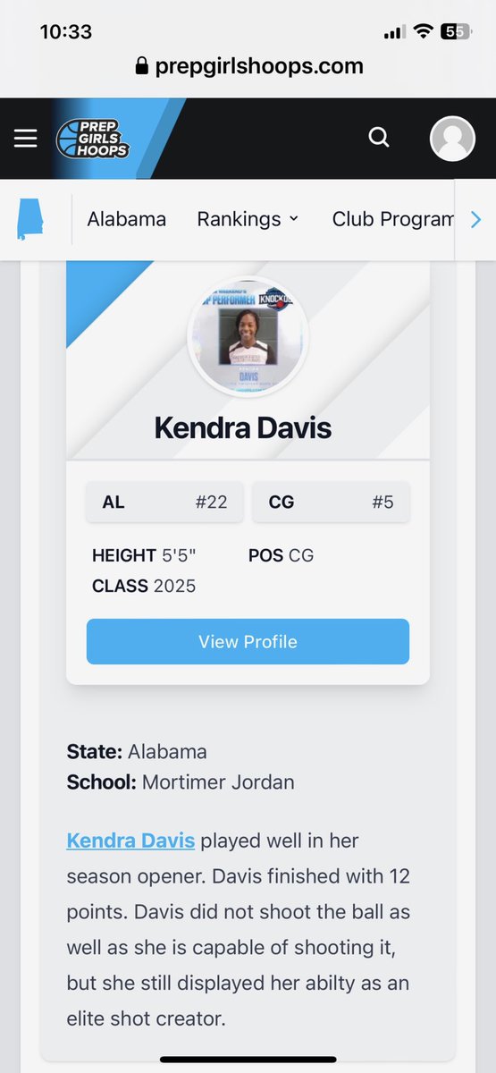 Once again, thanks for the recognition and Kendra is starting to get comfortable within the offense. She’s very athletic and starting to get her feet under her after an early ankle injury. 

RJR🏀🏀🏀