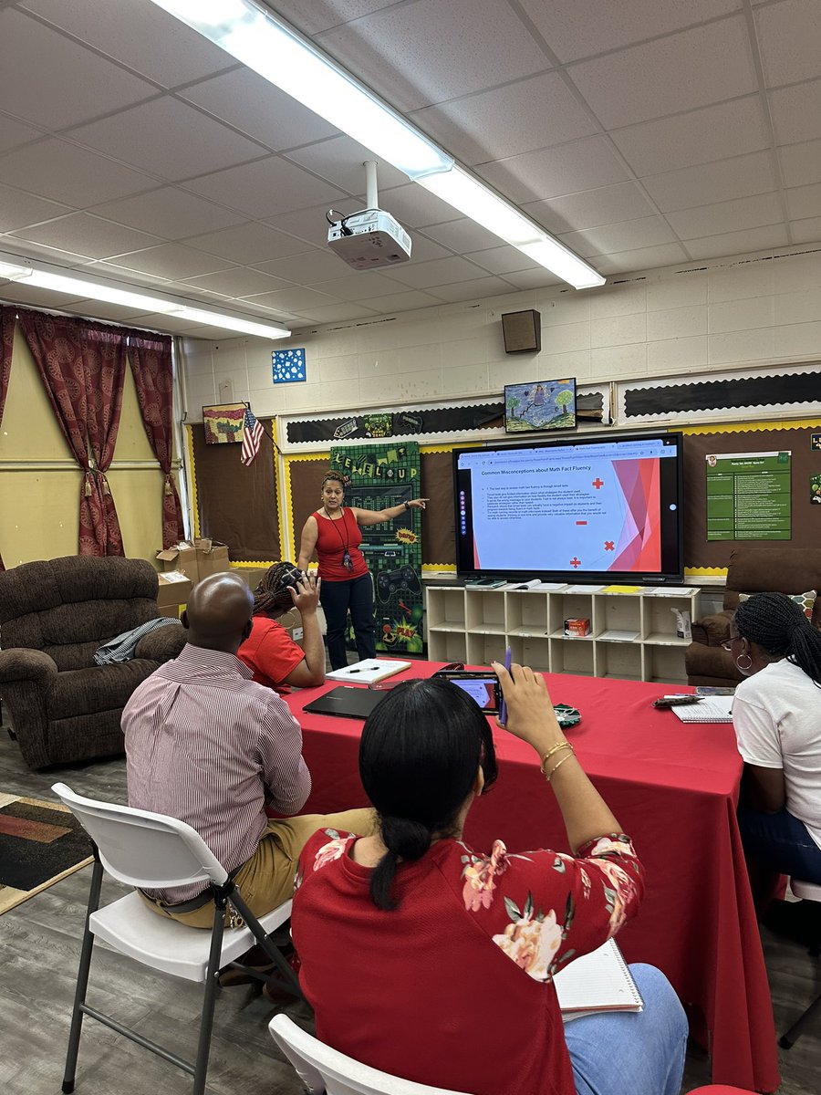 Game Changers are engaged in Math Fact Fluency and Problem Solving PD with Coach Walker. ❤️🎮📈💪🏾 #GROWing
