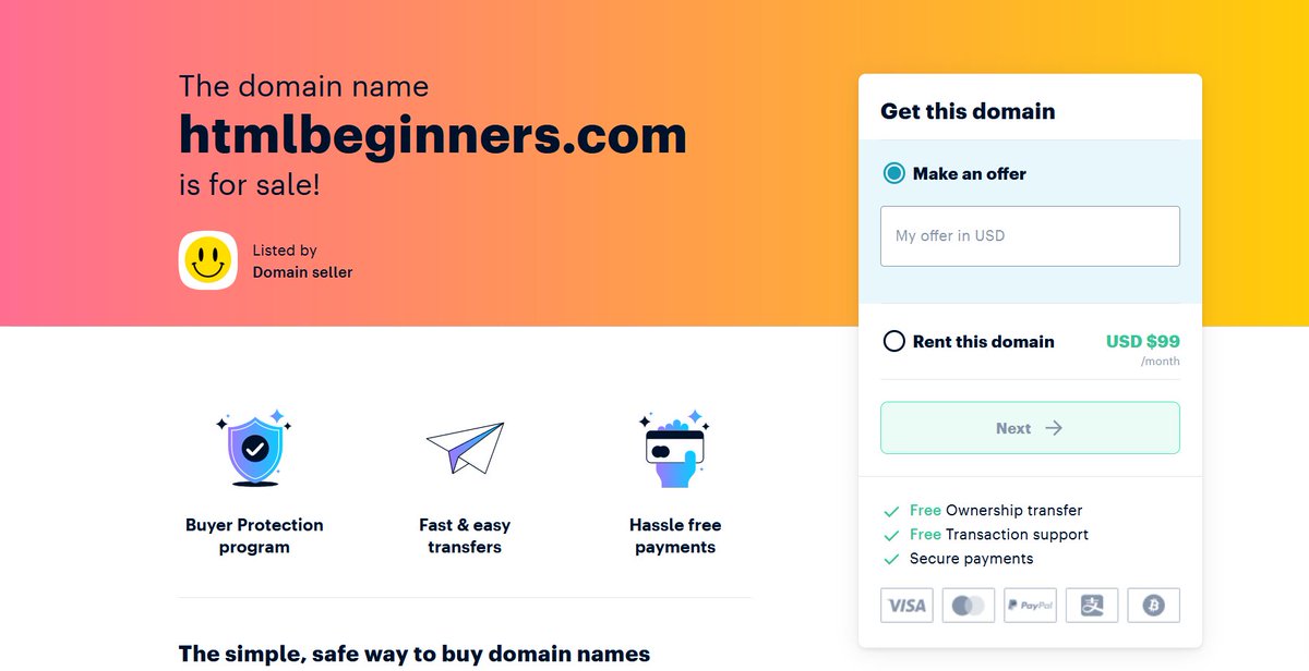 Cvsinghfrnds's tweet image. HTML Beginners

The domain name
htmlbeginners. com
is for sale!

#HTML #html5 #htmlbeginners #domain #Domains #domainsforsale
#domainsforsale #domainname #domaininvestor #domainforsale #domainnames #domainer #domain