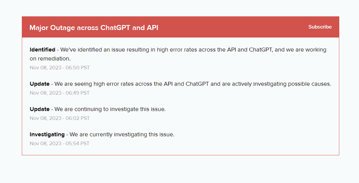 ChrisMendlaTec's tweet photo. #chatgtp  is experiencing issues currently 10 am EST 11/8/23

https://t.co/gcvdqS9HvZ https://t.co/mQKe0qLbQr