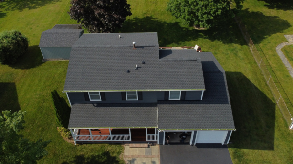 Check out this birds eye view 👀 This roof was completed by <a href="/OaksROC/">Oaks Roofing and Siding</a> with #TimberlineUHDZ in the collar Charcoal! Tag us on social media with #MyGAFRoof for a chance to be featured next!