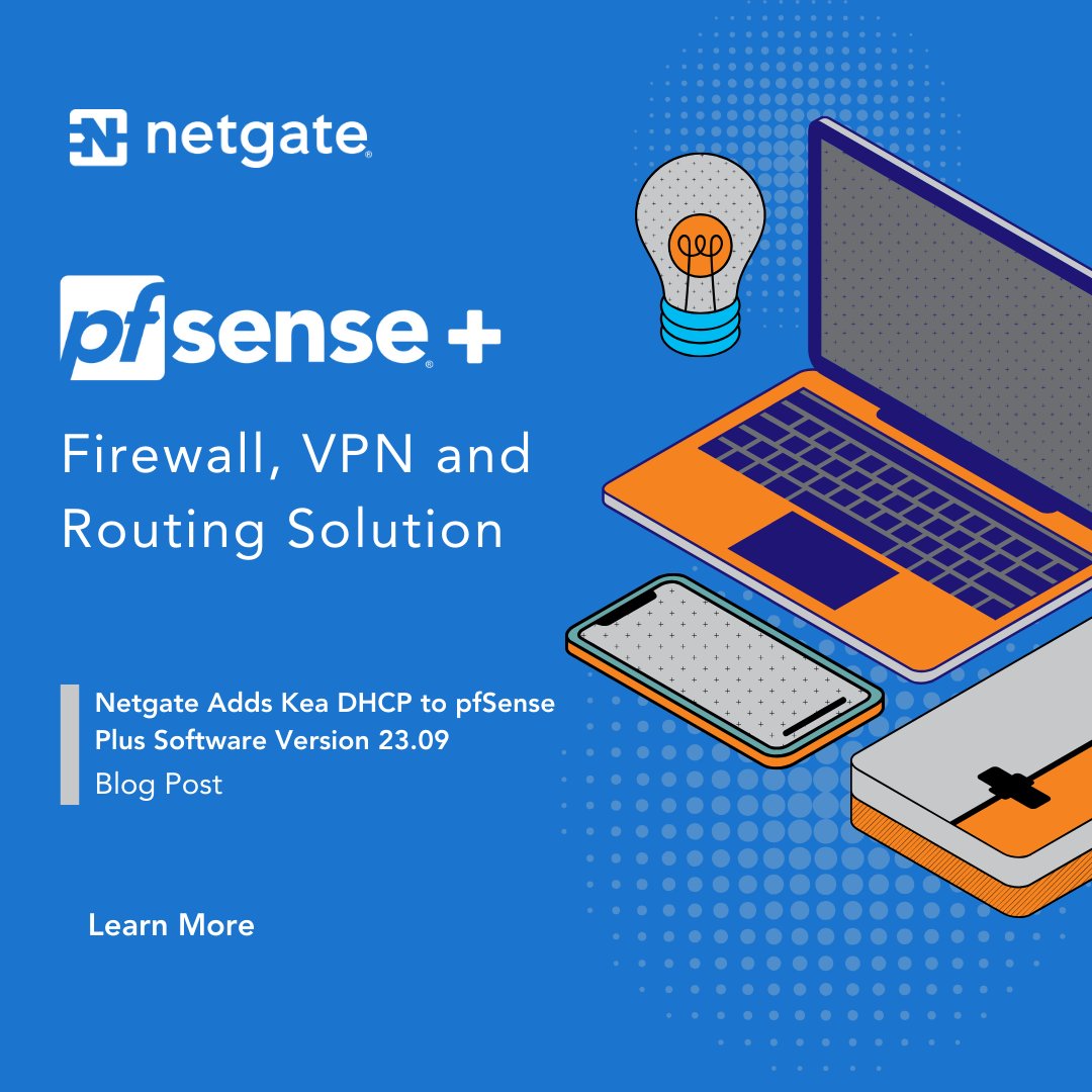 Exciting news from #Netgate! 🚀 #pfSensePlus 23.09 now offers #KeaDHCP as an opt-in feature, paving the way for a smoother, more robust networking experience. Try it out today! Learn more 👉hubs.ly/Q027WKtR0