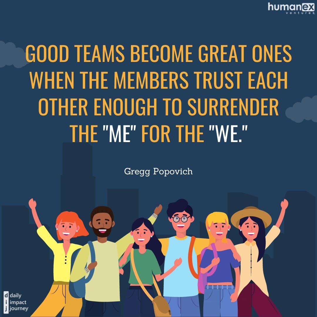 Humanex_dij's tweet photo. What does it mean to you to "surrender the 'me' for the 'we'" in a team context? #dij #humamex #dailyimpactjourney #teams https://t.co/gT5TFWYiTB