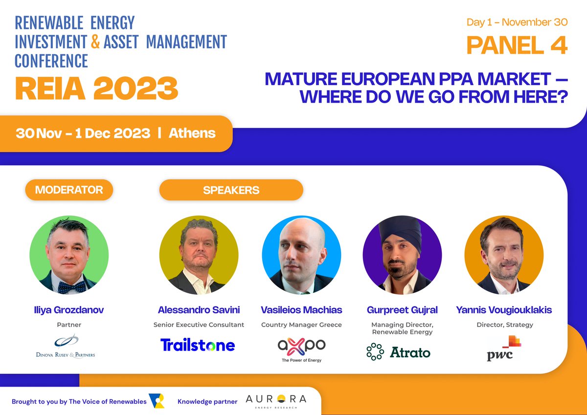 Mature European PPA market – Where do we go from here?

Gurpreet Gujral will be joining panel four on day one at the Renewable Energy Investment &amp; Asset Management Conference in Athens to discuss various PPA topics.

<a href="/voicerenewables/">The Voice of Renewables</a> #REIA2023