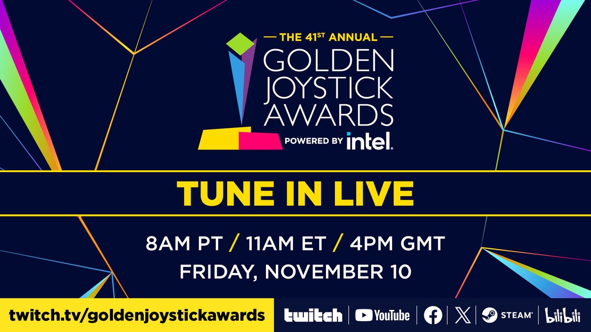 Golden Joysticks on X: The 41st Golden Joystick Awards Powered by @intel  take place this Friday, November 10 when we'll find out which games get the  gongs. The show will be hosted