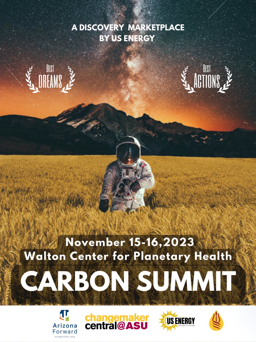 Arizona Forward is excited to support the Carbon Summit hosted at Arizona State University's Rob and Melani Walton Center for Planetary Health on Nov. 15-16, 2023 Interested in being apart? Click for more information --> zurl.co/Hw0D