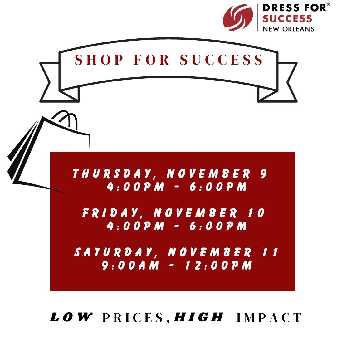 Spend this weekend shopping and supporting DFSNO at Shop for Success. Low prices, high impact!