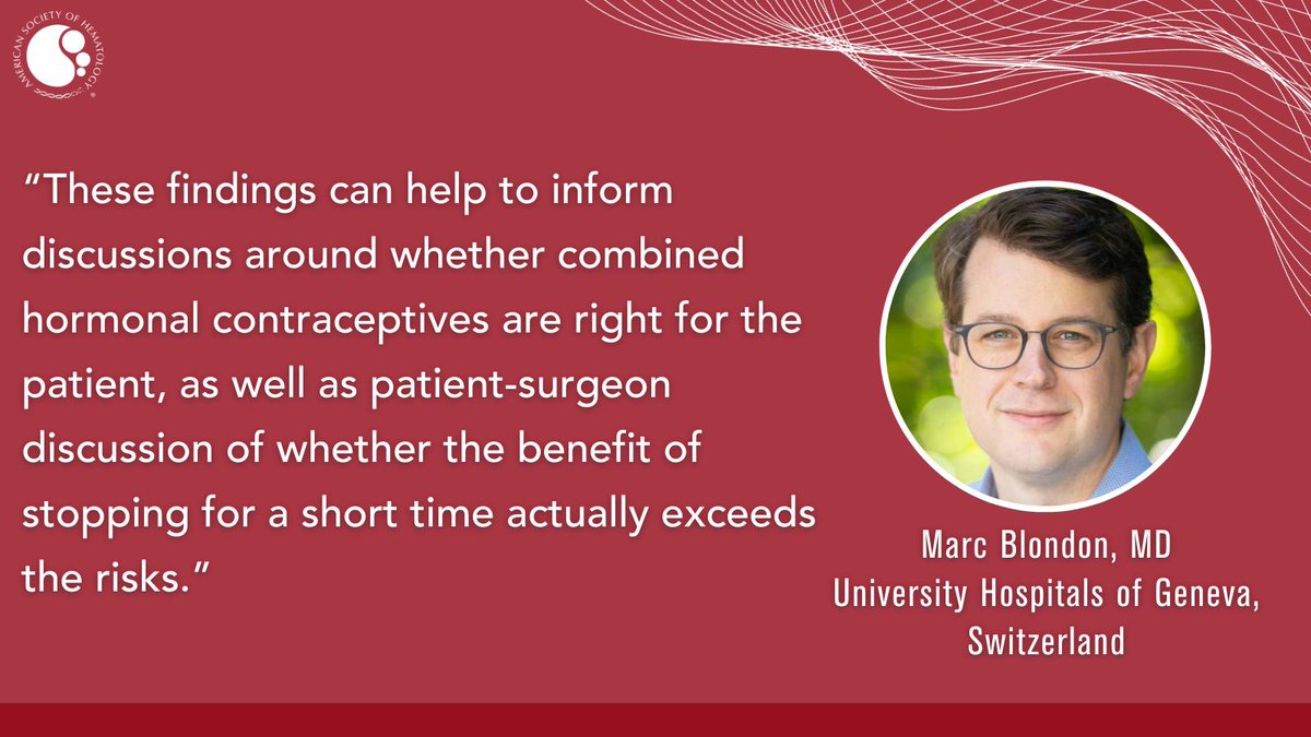 ASH (@ash_hematology) on Twitter photo The risk of blood clots largely disappears within 2 to 4 weeks after stopping hormone-based birth control, according to a new study in @BloodJournal.
Read more: loom.ly/uqC2RnA <a href="/MarcBlondon/">Marc Blondon</a> The risk of blood clots largely disappears within 2 to 4 weeks after stopping hormone-based birth control, according to a new study in @BloodJournal.
Read more: loom.ly/uqC2RnA <a href="/MarcBlondon/">Marc Blondon</a>