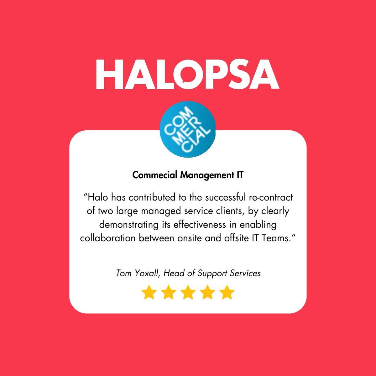 How Commercial Managed IT improved efficiency with HaloPSA

"Halo seemed to be very different; its slick interface meant you could easily move between different modules, with the layout of the platform designed to guide you through each area."

Read more: bit.ly/3QawurR