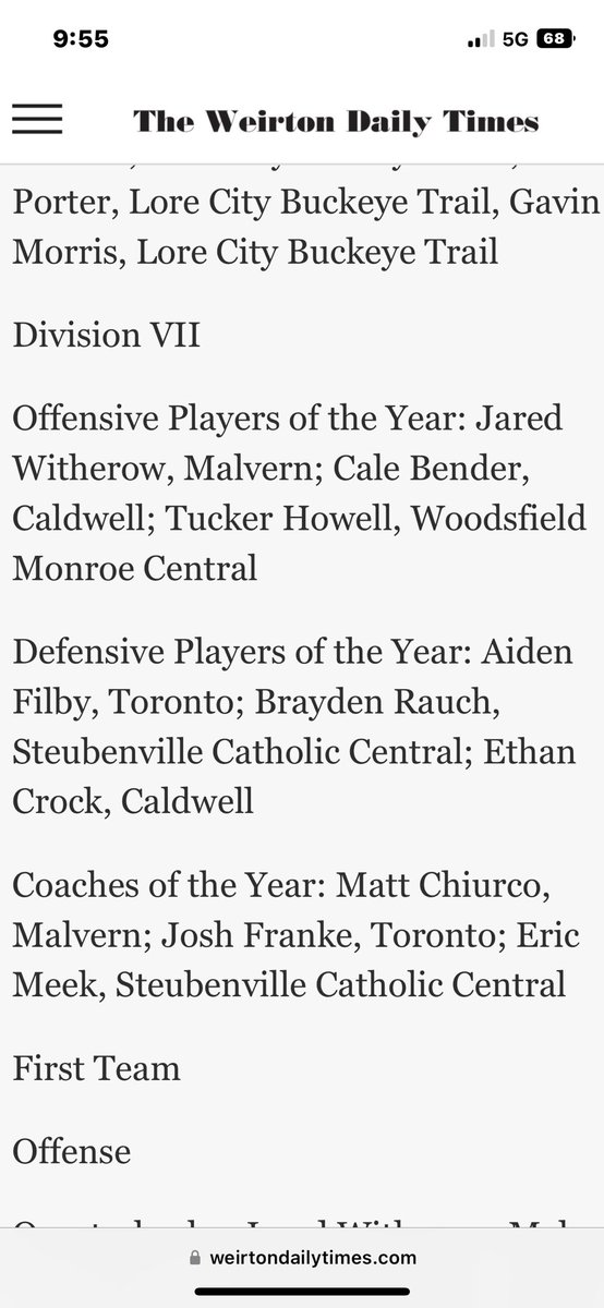 Blessed to be named the Division VIII Eastern District Defensive Player of the Year!