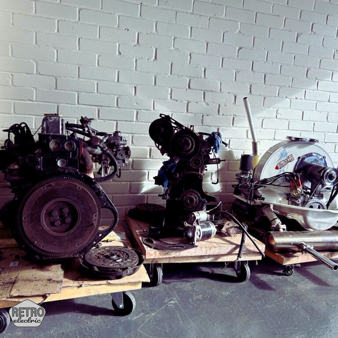 retroelectrics1's tweet photo. Old engines out and ready for a new home. 

We're conscious about sustainability during our conversion process, not just the sustainability of the end product.  

#retroelectrics #carengines #sustainability #sustainablebusiness #ecoconscious https://t.co/fKOYaCGHdu
