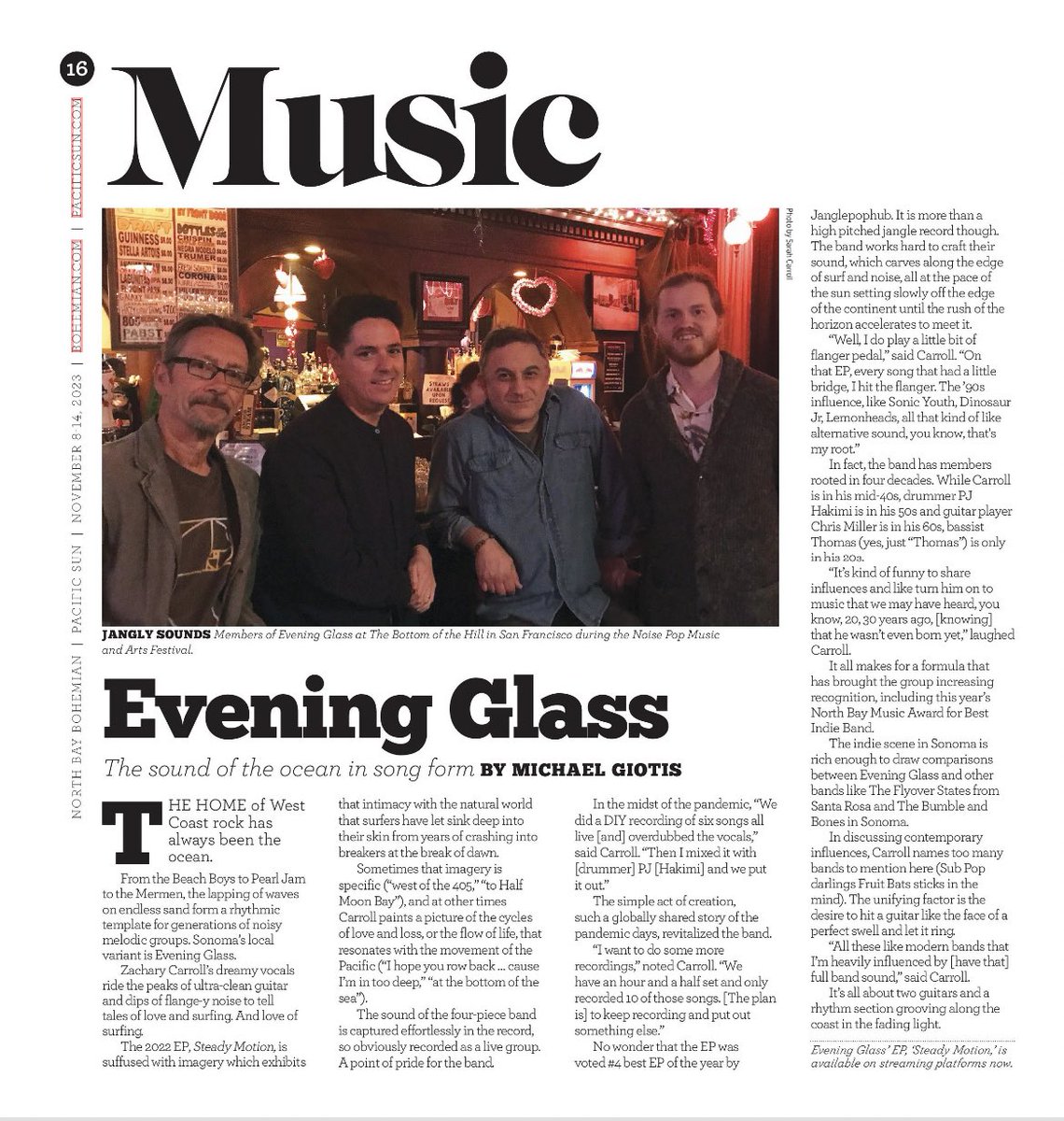 I read the news today, oh boy.
A big feature and interview on Evening Glass in the North Bay Bohemian. #musicjournalism #indierock #musicreview #exposé #bayareamusic #sonomamusic #napamusic #sanfrancsicomusic #californiamusic #westcostmusic
bohemian.com/evening-glass/