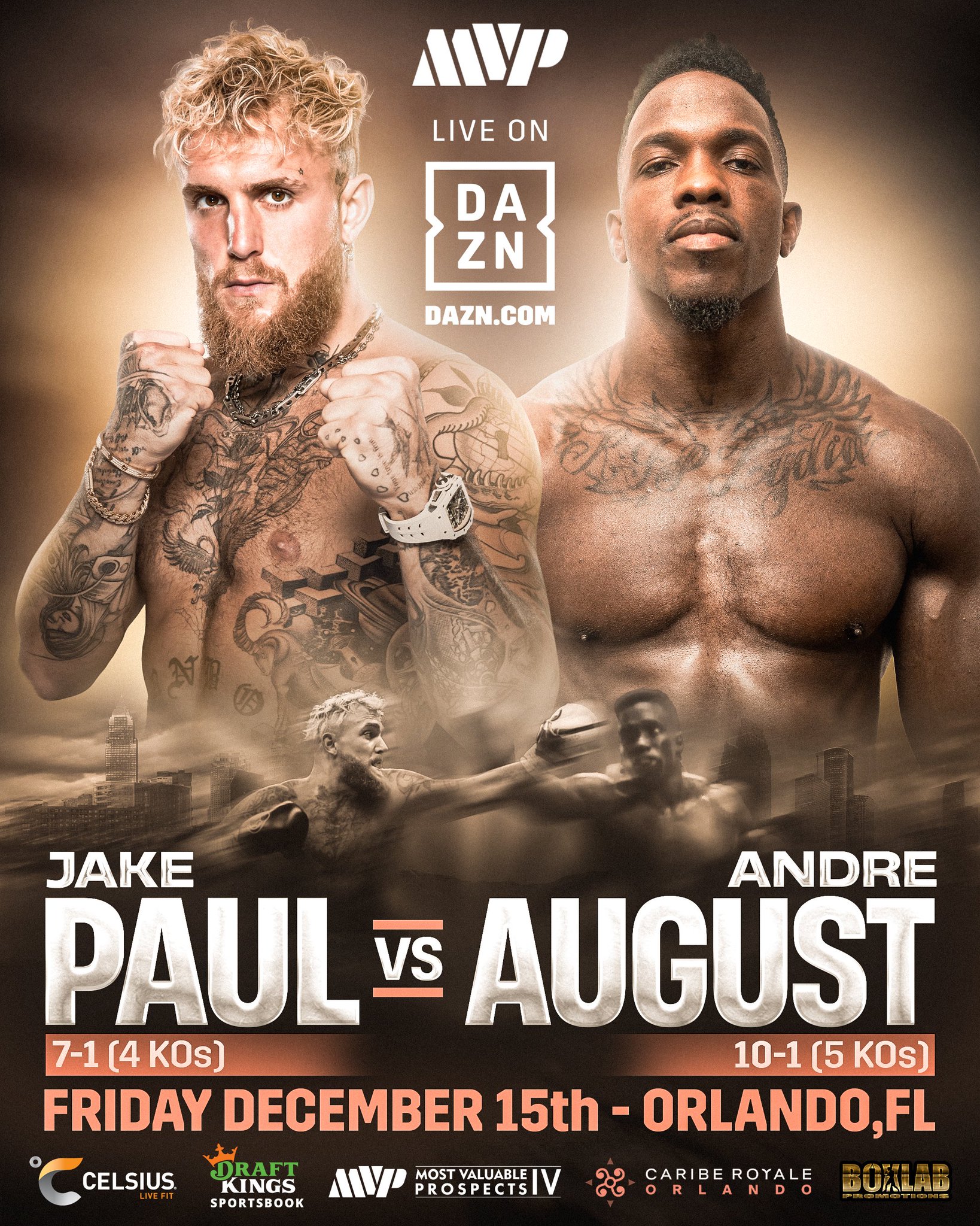 DAZN Boxing on X: "Opponent 𝘾𝙊𝙉𝙁𝙄𝙍𝙈𝙀𝘿 ✓ @jakepaul will face Texas  cruiserweight Andre August (10-1-1), December 15, live globally on DAZN 🍿  #PaulAugust | @MostVpromotions https://t.co/6s7k4CXnWe" / X