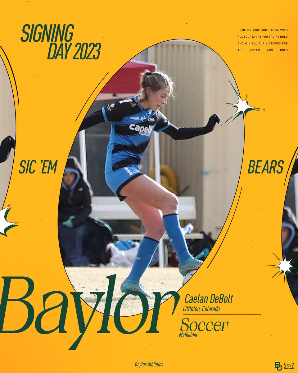 SIGNED! 

Welcome to the Baylor soccer family Caelan DeBolt! 

✍🏼 Caelan DeBolt
⚽️ Midfielder
⭐️ Colorado Rush 06 GA 

#SicEm | #depthB4height