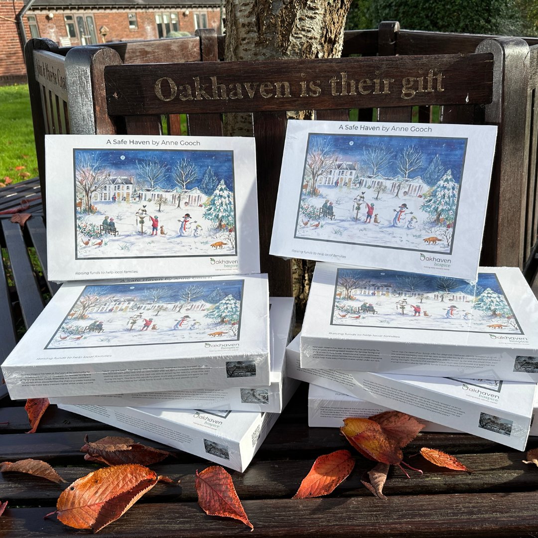 OakhavenHospice's tweet photo. Our 1000-piece jigsaw features Oakhaven Hospice in winter, an original watercolour painting by Anne Gooch. This limited-edition jigsaw costs £20 and makes a perfect Christmas gift - all proceeds go to Oakhaven. Buy online: https://t.co/VVTJ0z3aLx #christmasgift #christmasjigsaw https://t.co/og6R1YRgcR