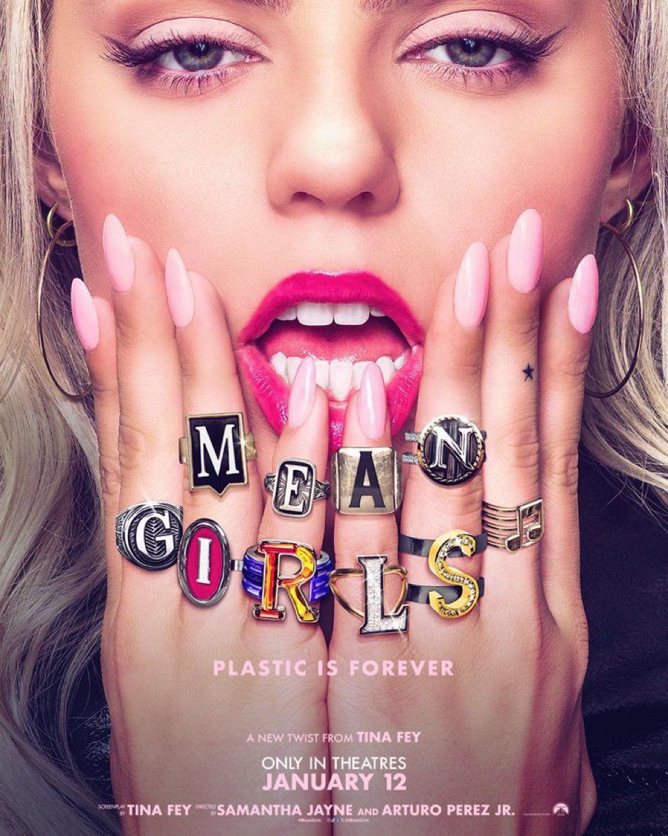 Tenemos el PRIMER PÓSTER del remake musical de #MeanGirls (#ChicasPesadas) que tiene como protagonistas a #AngourieRice como #CadyHeron y a #ReneéRapp como la mismísima #ReginaGeorge. Llega a cines el 12 de enero del 2024 💅