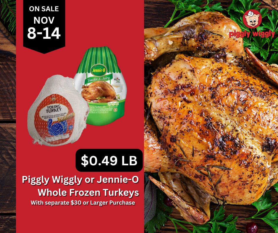 Ready to save big on turkey? Look no further than Piggly Wiggly!🦃
Ad: shopthepig.com/flyers/211493/…