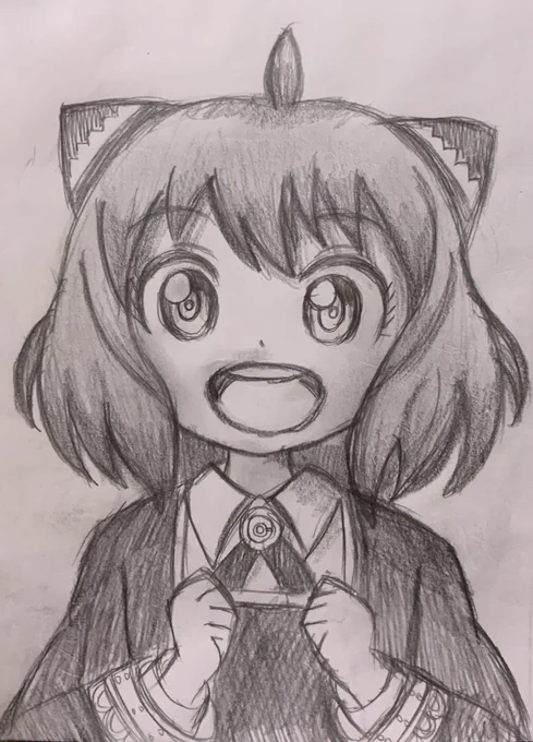 【久しぶりのお絵描き】 アーニャ・フォージャー モノクロですけど  #SPY_FAMILY