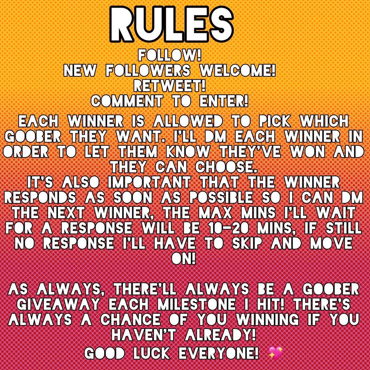 IT'S OFFICIALLY GOOBER GIVEAWAY TIME‼️ WOOHOO!! 
Read the rules and that's it, oh and once again, you don't have to ask if you can join, it's open for everyone- 😭