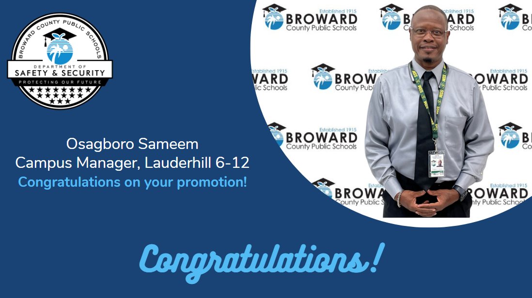 Congratulations on your promotion, Mr. Sameem! <a href="/Lauderhill612/">L612_Principal</a> <a href="/browardschools/">Broward Schools</a>