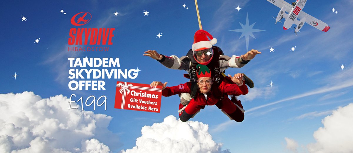 We've got a Christmas special offer on at the moment. Buy a #skydivinggiftvoucher for £199 instead of the normal £259! Jump from 15000ft! skydiving.co.uk for more info!