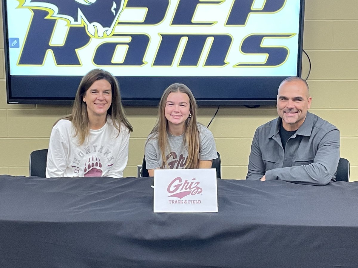 SEPRamsSB's tweet photo. Congratulations to Libby for signing this morning to continue her academic and track career at the university of Montana!  The Grizzlies are lucky to have you!  We are proud of you!  Congrats to Anna and Slade too! https://t.co/WezuQ9rZ0k