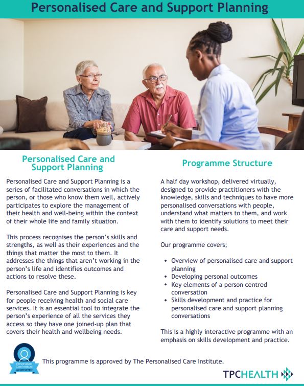 HNY AHP Support Worker Training Personalised Care and Support Planning - Spaces now available!!!!

This virtual event take place on Wednesday 15th November 9:15-12:45pm. Please see flyer for more information and email HNYAHPFaculty to book your place: hyp-tr.hnyahpfaculty@nhs.net