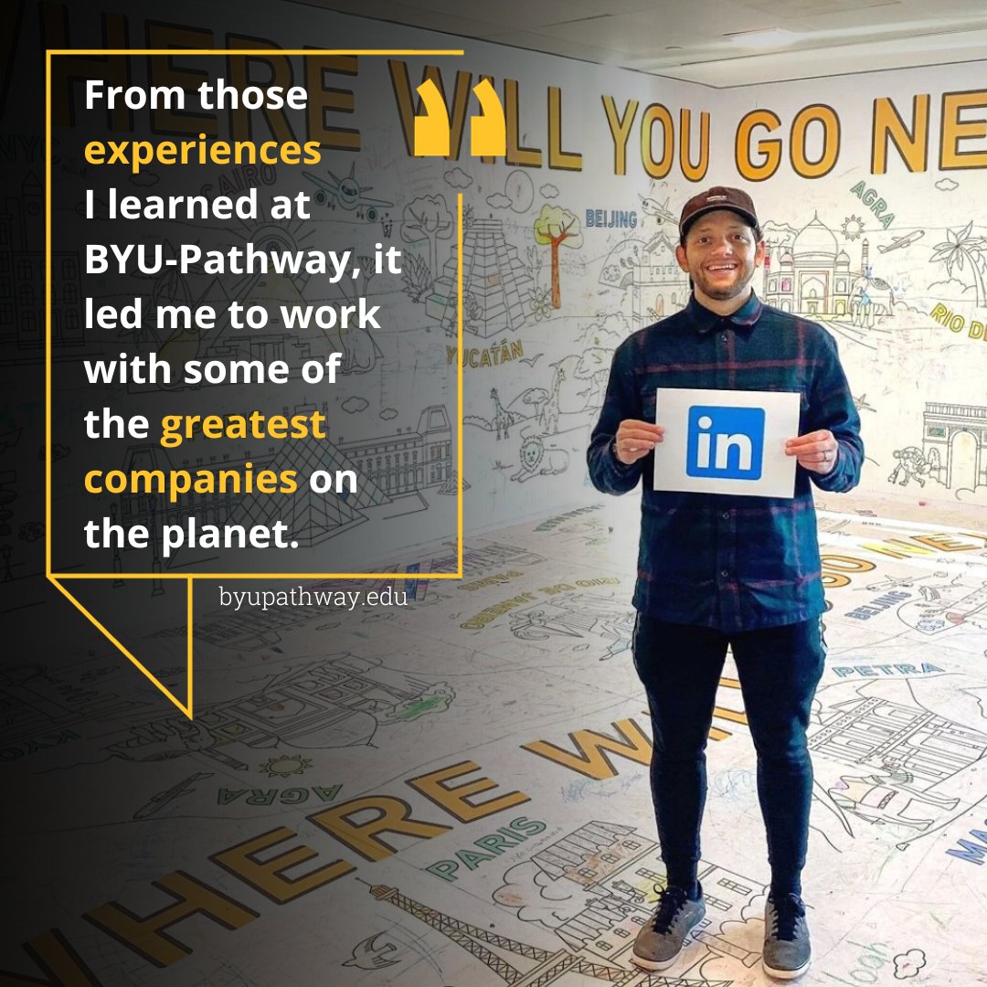 "From those experiences I learned at  BYU-Pathway, it led me to work with some of the greatest companies on the planet."

— Marcelo Wilen Menezes, Brazil 

#studentlife #quotes #BYUPathway