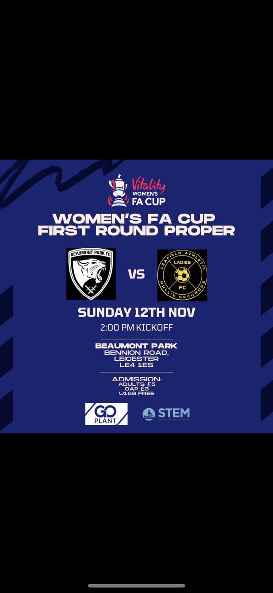 Our @FACupWomens game this Sunday against <a href="/LeafieldAthLFC/">Leafield Ladies FC</a> in the first proper round in the FA cup. 

The first in our history! 

All support is appreciated. 💙 

#FAcup #womensfootball