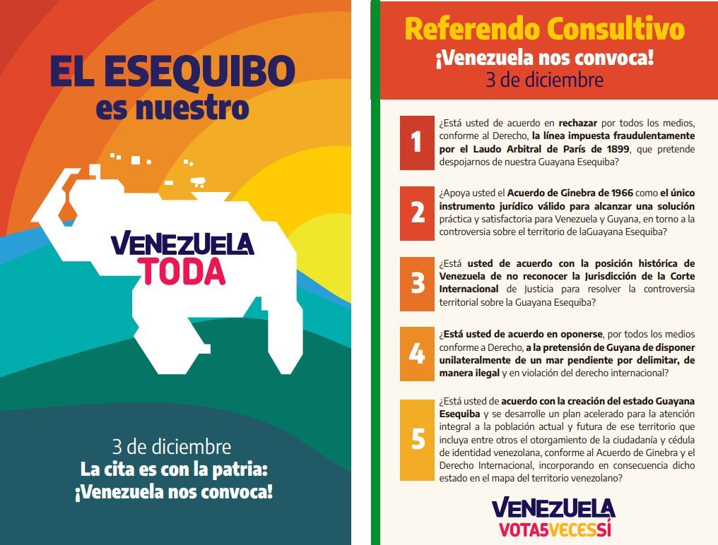 Porque es nuestro derecho histórico, Venezuela toda dirá: ¡5 veces si! El #3Dic Vota el alma nacional en un todo.🇻🇪🇻🇪🇻🇪🇻🇪🇻🇪 #UnidadNacionalPorElEsequibo