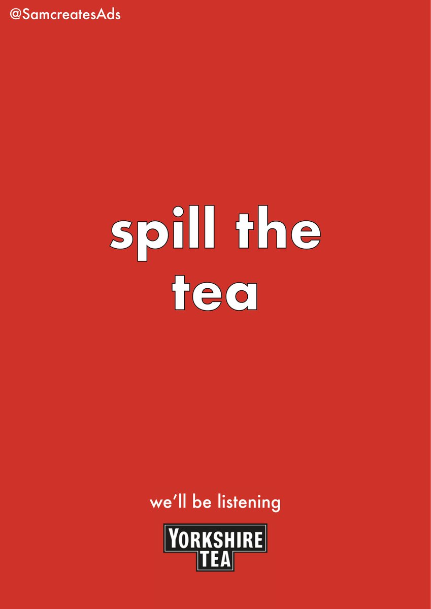 Ad no.2 today :) <a href="/OneMinuteBriefs/">One Minute Briefs ⏱️</a> Create posters to advertise #Teabags <a href="/YorkshireTea/">Yorkshire Tea</a> ☕️