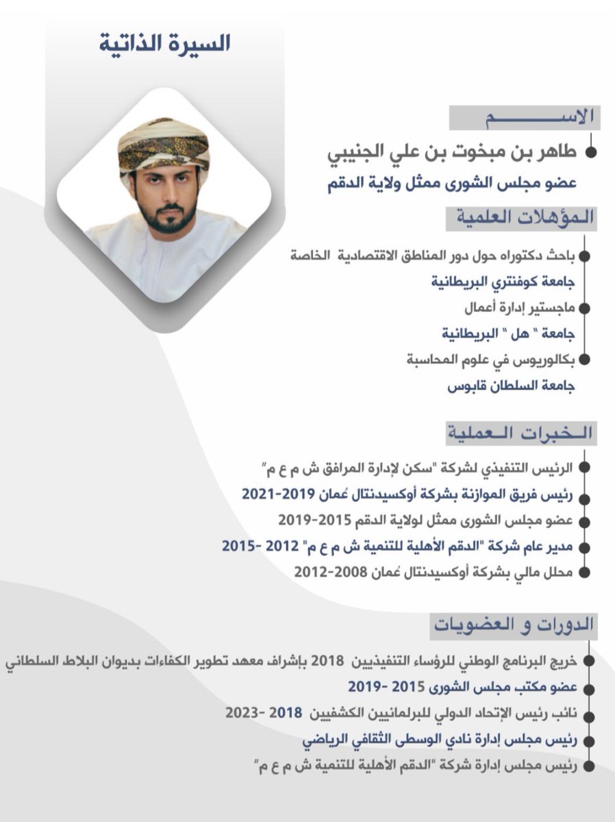 من أجل #عمان التي نحب ، أعلن ترشحي لمنصب نائب رئيس #مجلس_الشورى للفترة العاشرة.

مع تمنياتي بالتوفيق لجميع المترشحين.