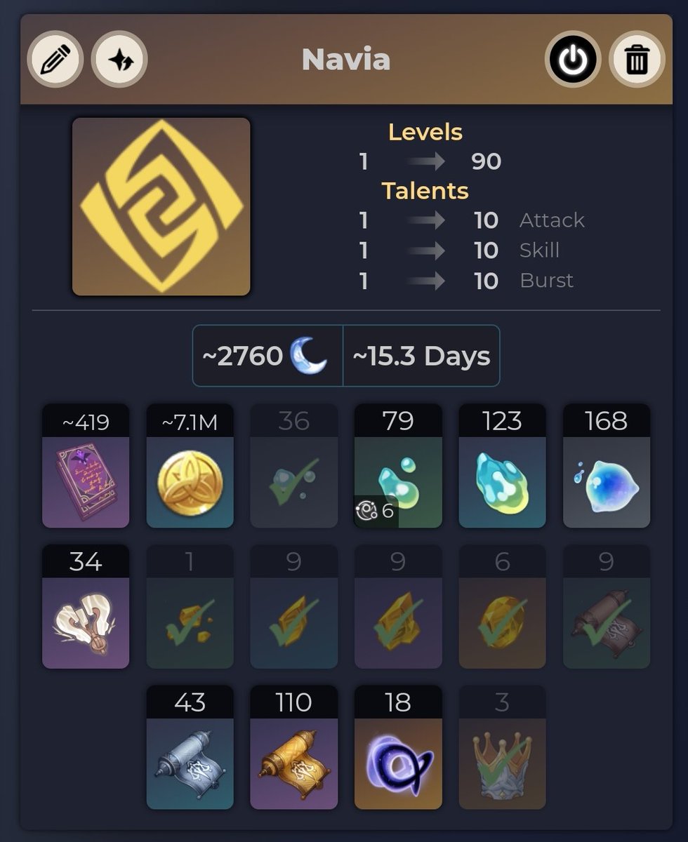 I currently have in total 95 pulls for Navia 🫶🏽
Pity: 25
Wishes: 70