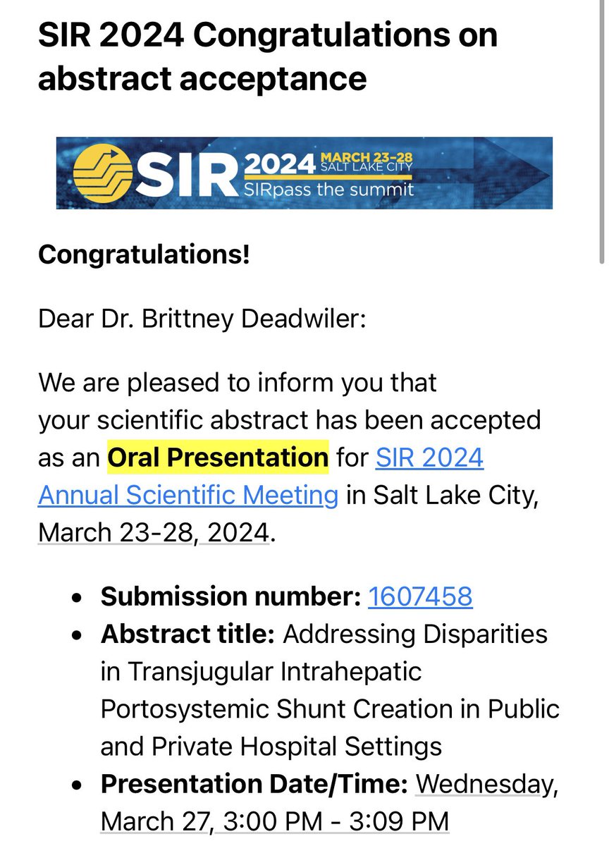 Brittney Deadwiler Lewis (@bcdeadwiler) on Twitter photo Excited to share our findings on TIPS disparities at #SIR24SLC <a href="/SIRspecialists/">Society of Interventional Radiology</a> this year! Grateful for the support from <a href="/TherealDoctorJ/">Jenanan Vairavamurthy, MD</a> and the fantastic <a href="/USC_Rads/">USC Radiology Residency</a> <a href="/USC_IR/">USC IR</a> team! #SIR2024 Excited to share our findings on TIPS disparities at #SIR24SLC <a href="/SIRspecialists/">Society of Interventional Radiology</a> this year! Grateful for the support from <a href="/TherealDoctorJ/">Jenanan Vairavamurthy, MD</a> and the fantastic <a href="/USC_Rads/">USC Radiology Residency</a> <a href="/USC_IR/">USC IR</a> team! #SIR2024
