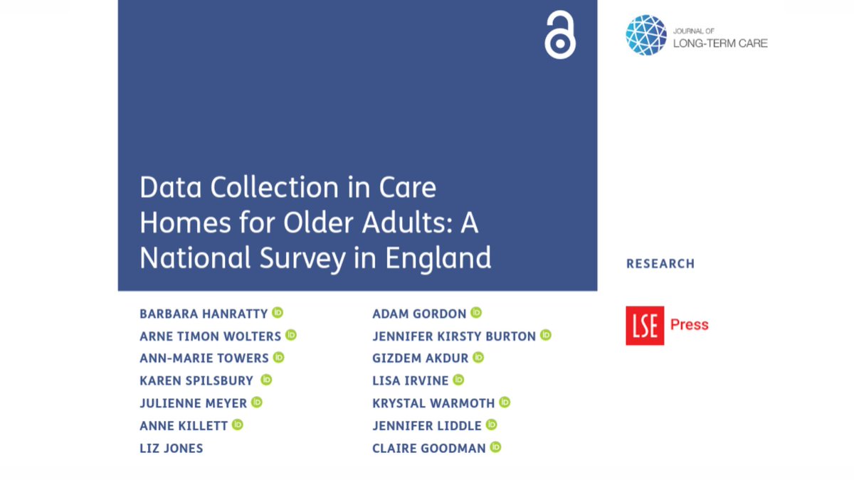 Journal of Long-Term Care (@journalofltc) on Twitter photo Accessible #care home population data was a key challenge during #COVID19.❗️
This article thus examines the range and method of data collected in #UK care homes, where there's no mandated Minimum Data-Sets (#MDS):👉journal.ilpnetwork.org/articles/10.31…
<a href="/NCFCareForum/">National Care Forum</a> <a href="/JulienneMeyer/">Julienne Meyer CBE</a> @SpillersK Accessible #care home population data was a key challenge during #COVID19.❗️
This article thus examines the range and method of data collected in #UK care homes, where there's no mandated Minimum Data-Sets (#MDS):👉journal.ilpnetwork.org/articles/10.31…
<a href="/NCFCareForum/">National Care Forum</a> <a href="/JulienneMeyer/">Julienne Meyer CBE</a> @SpillersK