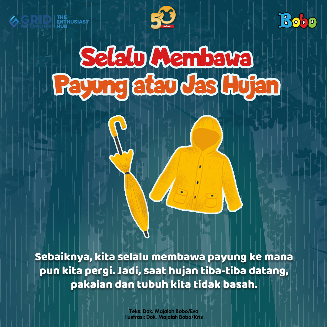 majalah_bobo's tweet photo. Menurut BMKG wilayah Indonesia sudah memasuki musim hujan. Sayangnya, musim hujan sering datang bersama berbagai penyakit. Karena itu, Bobo punya tips agar tetap sehat selama musim hujan! 
#majalahbobo #boboid #50tahunMajalahBobo2023 https://t.co/ubfL1yjYaa
