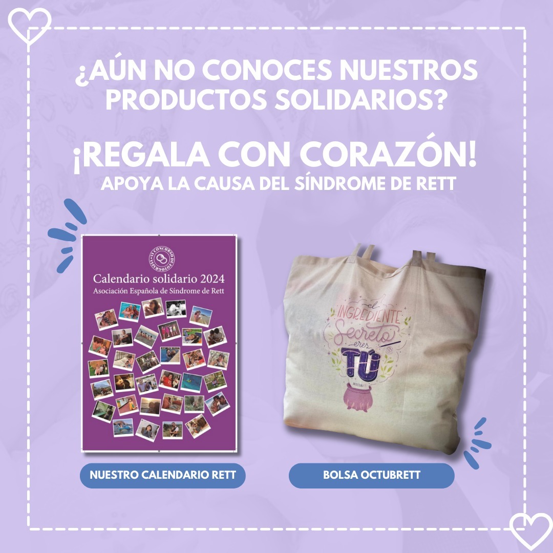 asociacionrett's tweet photo. ¿No conoces nuestros productos solidarios? Con cada adquisición, apoyas a mejorar las vidas de niñas con Síndrome de Rett. 

Calendario AESR 2024
Lotería de El Niño: tu décimo aporta 3€ a la causa. Bolsa #octubRETT: gracias a Ibelís Garzón.

¡Colabora!
https://t.co/etVQ2f9yUg https://t.co/VPH0GfTkb7