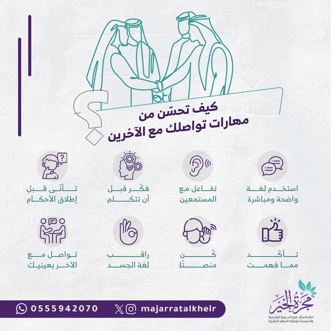 مهارات التواصل هي مفتاحك لتكوين علاقات جيدة تتسم بالتناغم والتفاهم 🤝

#مجرة_الخير
#مهارات_التواصل