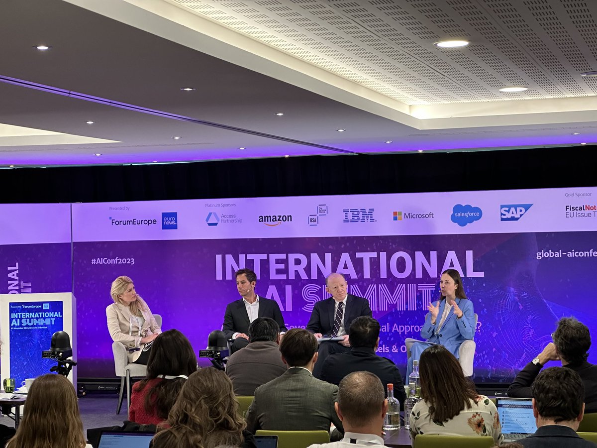 Next up at the #AIConf2023, we delve deeper into how we can best create an international consensus on AI 🌍

Who better to discuss this than <a href="/Marjorie_BU/">Marjorie Buchser</a>, Yoichi Lida <a href="/MIC_JAPAN/">総務省</a>, Jeremy Rollinson <a href="/MicrosoftEU/">Microsoft European Affairs</a>,  <a href="/EvaMaydell/">Eva Maydell (Paunova)</a>, moderated by Andrew W. Wyckoff <a href="/STGEUI/">School of Transnational Governance</a>.

#AIConf2023