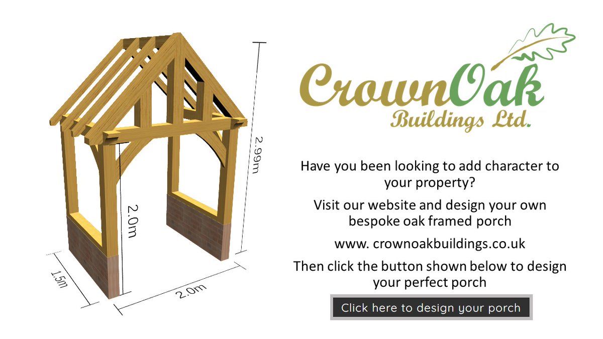 Visit our website to design your oak framed porch 
crownoakbuildings.co.uk

#oak #oakporches #oakframedporch #design #bespokedesign #characterdesign #porch #homedesignideas #carpentry #workmanship