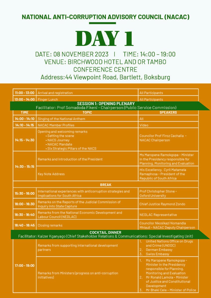 GovernmentZA's tweet photo. The National #AntiCorruption Dialogue programme

“Together Building a Corruption Free Society

#FightingCorruption https://t.co/vwSEEthdwZ