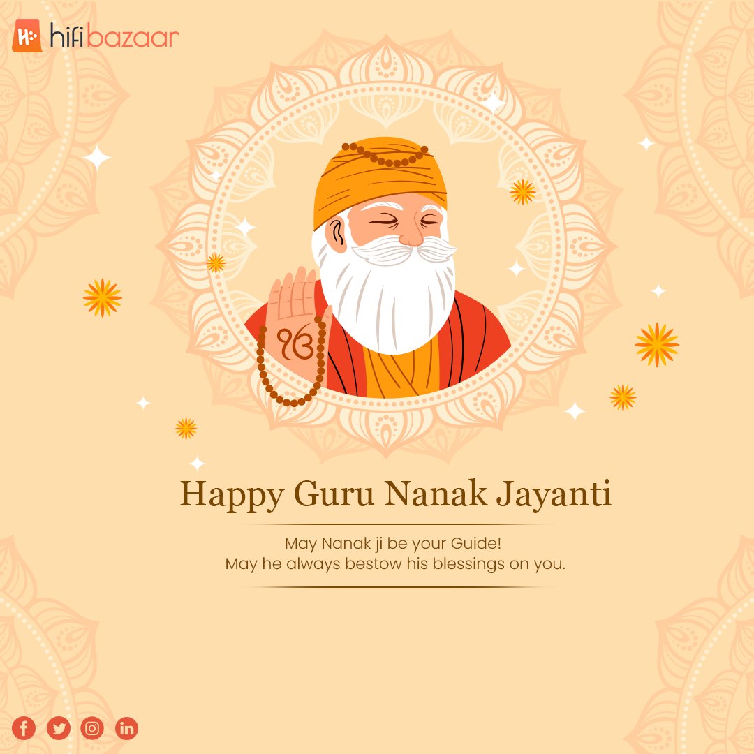 offhifibazaar's tweet photo. Wishing you a blessed Guru Nanak Jayanti filled with peace, love, and prosperity. 🙏🏼🌟 #GuruNanakJayanti #Waheguru https://t.co/PTeO1l0uiP