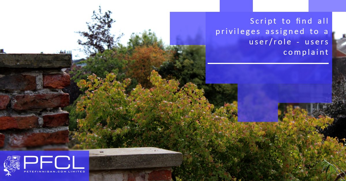 petefinnigan's tweet image. This is a blog from the archive discussing my script to locate all the privileges granted to a user in the database. - petefinnigan.com/weblog/archive… -
#oraclesecurity #permissions