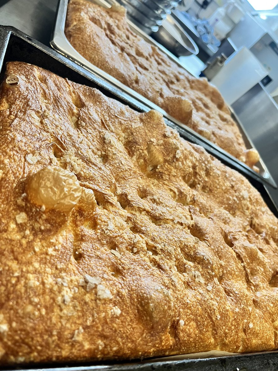 Beautiful sea salt &amp; Sicilian olive oil focaccia <a href="/SumasRestaurant/">Sumas Restaurant</a> today