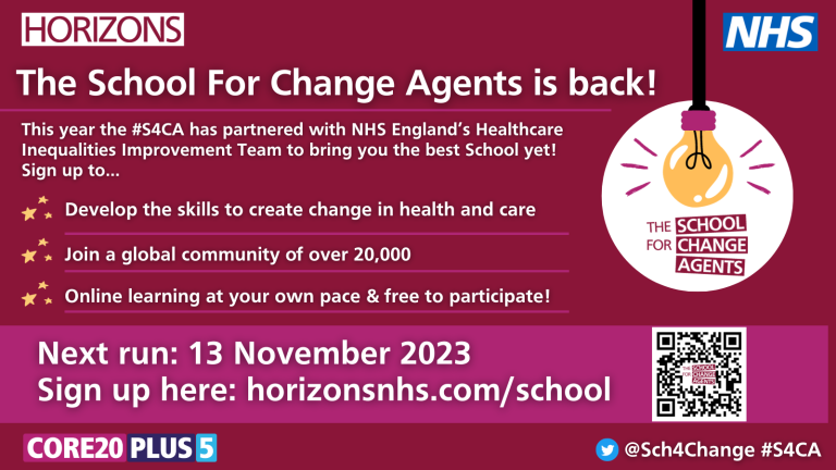 ✨Development Opportunity✨

Have you heard about the School for Change Agents from @HorizonsNHS?

This #freecourse inspires leaders at all levels across health and care to make change happen

Register and find out more here: horizonsnhs.com/school/#how-to…… #S4CA
