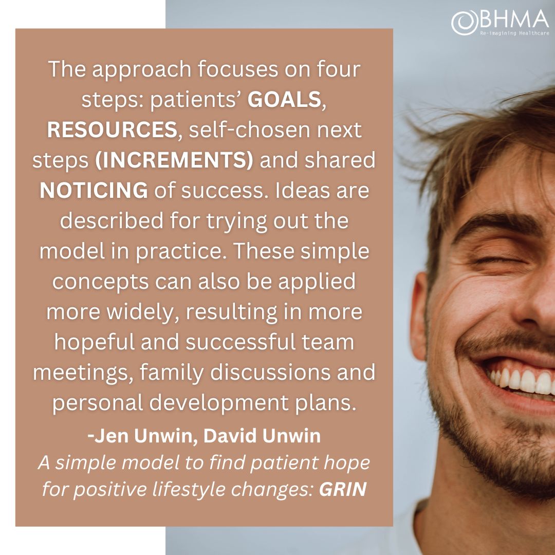 A simple model is presented as a template for conversations with patients that inspire hope and facilitate positive lifestyle changes.

You can read more here
🔗bhma.org/a-simple-model…

#holistichealthcare #positive #patientcentred #psychology #resilient