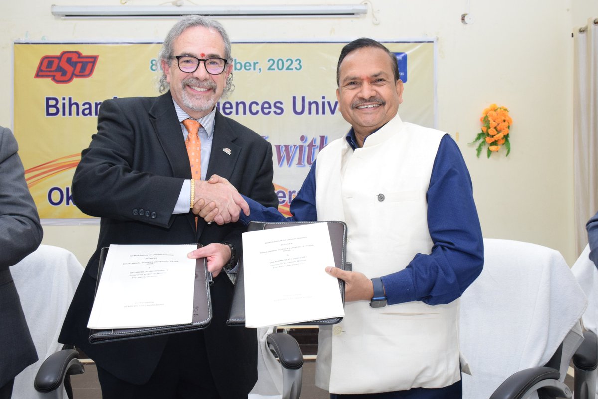 Bihar Animal Sciences University (@animalbihar) on Twitter photo BASU inked pact with the College of Veterinary Medicine <a href="/okstate/">Oklahoma State Univ.</a>. Under this MoU, students and faculty from all constituent colleges of Bihar Animal Science University will join hands together for education and research. BASU inked pact with the College of Veterinary Medicine <a href="/okstate/">Oklahoma State Univ.</a>. Under this MoU, students and faculty from all constituent colleges of Bihar Animal Science University will join hands together for education and research.